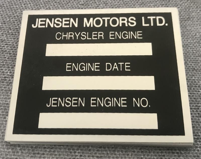 Plaque d'identité moteur Jensen Interceptor