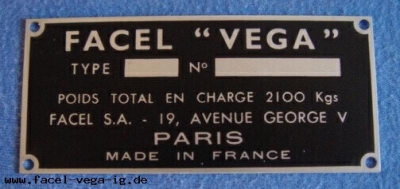 Metal plate with chassis number - Reproduction