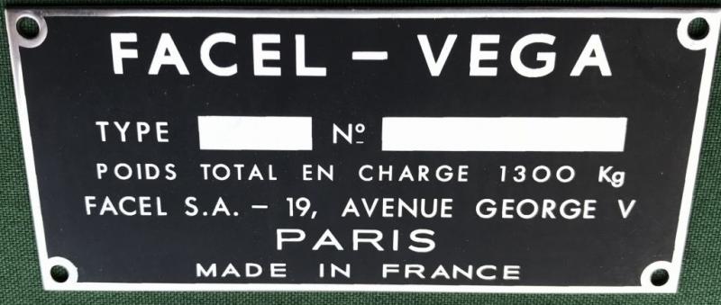 Plaque métallique avec numéro de châssis - Reproduction